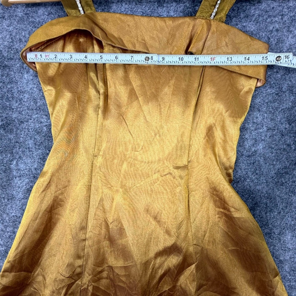 Vintage Kiki Prom Dress Womens Small Gold Acetate Formal Metallic Princess 90s - Picture 4 of 7